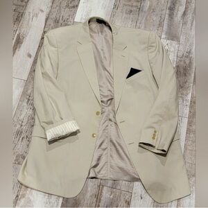 Khaki  Sport Coat with Black Lapel Accent - Haspel